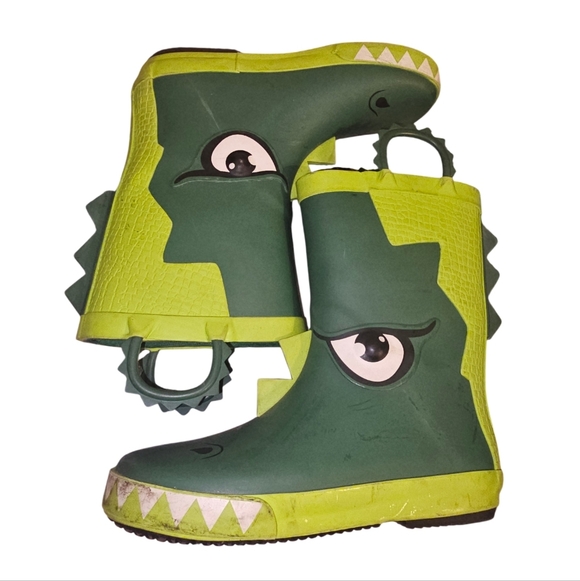 Members Mark Kids Green Dinosaur Rain Boots with Lime Accents - Picture 5 of 9
